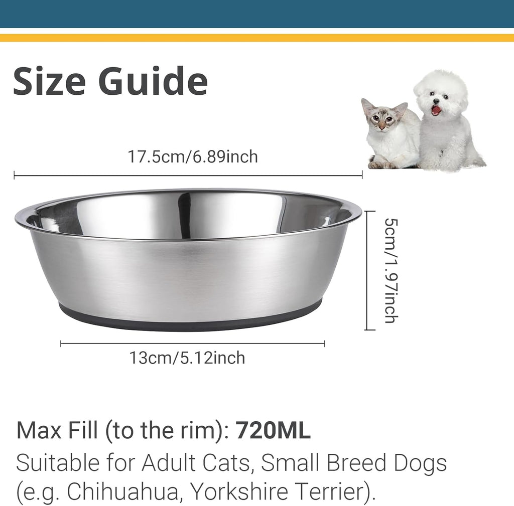 Lightweight Stainless Steel Cat Bowls - 3 Cup, 2 Pack